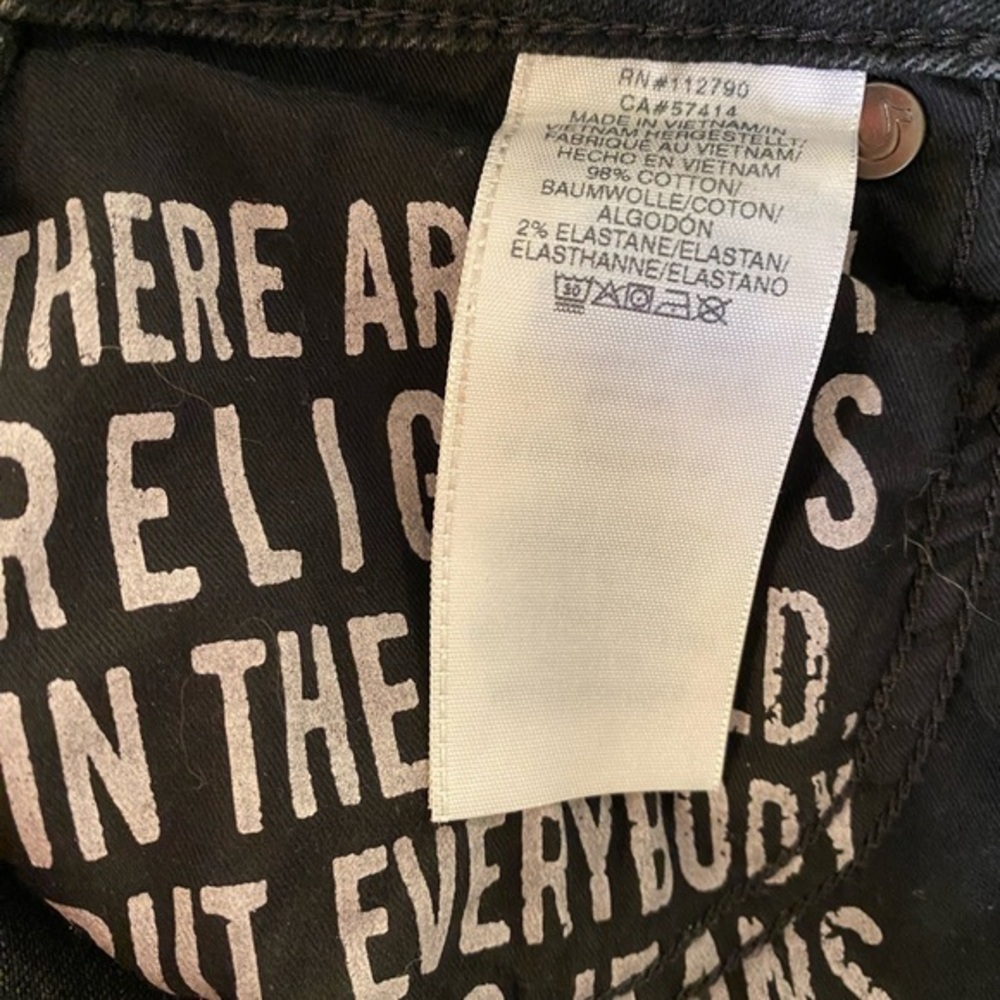 TRUE RELIGION JENNIE BLACK DENIM CURVY SKINNY JEAN‎ WOMENS SIZE 31 - Picture 3 of 10